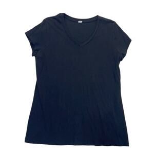 Lotus Black V-neck T-shirt short sleeve cotton women’s Size XL